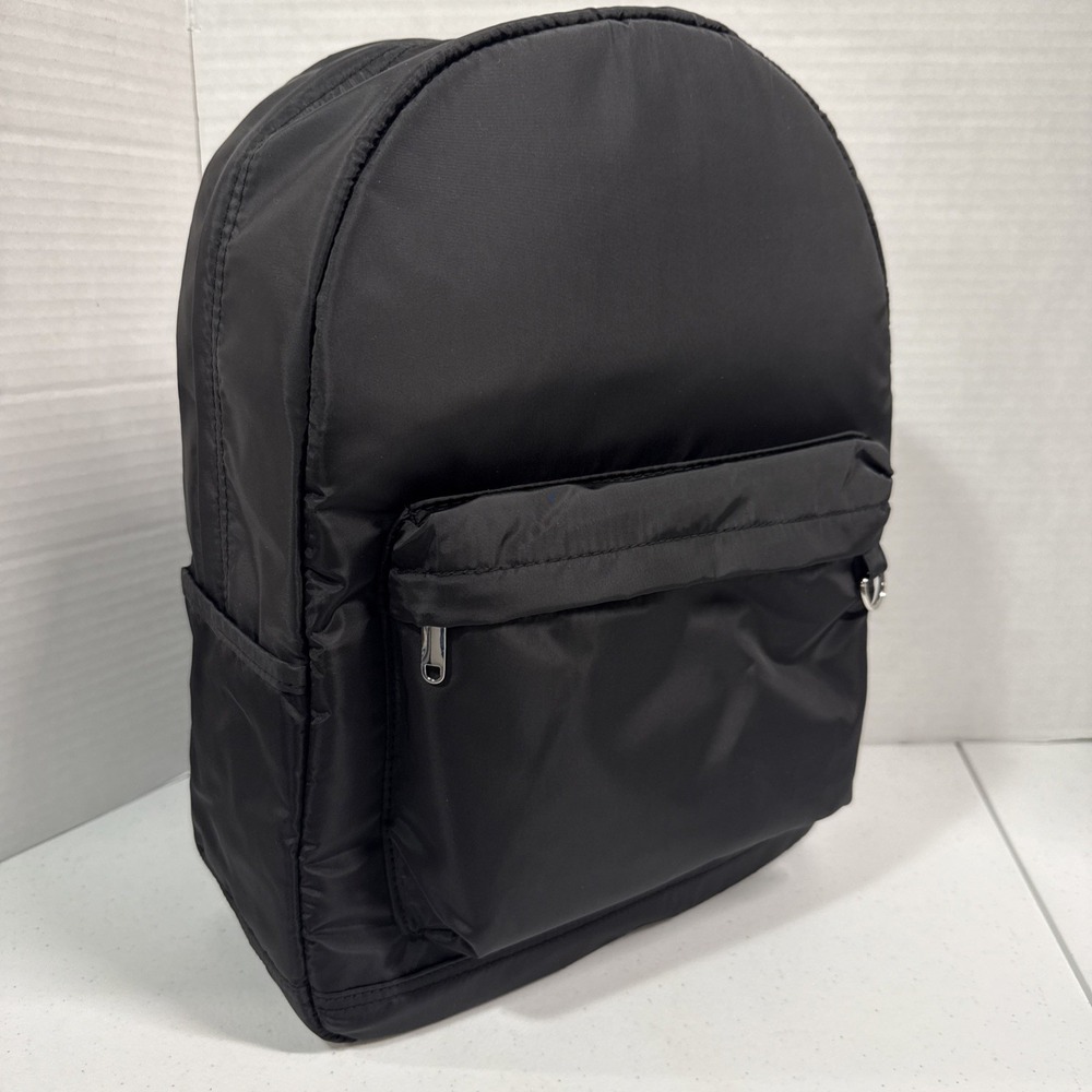 Wild Fable Black Solid Backpack with Front Zip Pocket, Zip Closure, Unisex